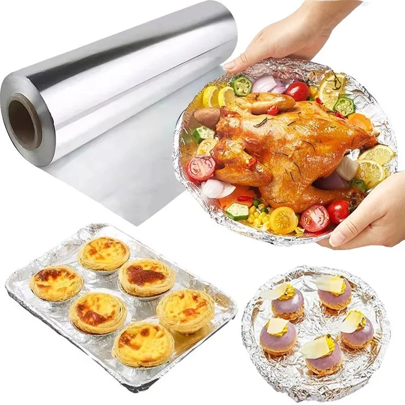 2/3/4 rollos de papel de aluminio para barbacoa, horno, freidora de aire para el hogar, papel de estaño para barbacoa, bandeja para hornear carne, papel para cocina, papel para hornear grasa
