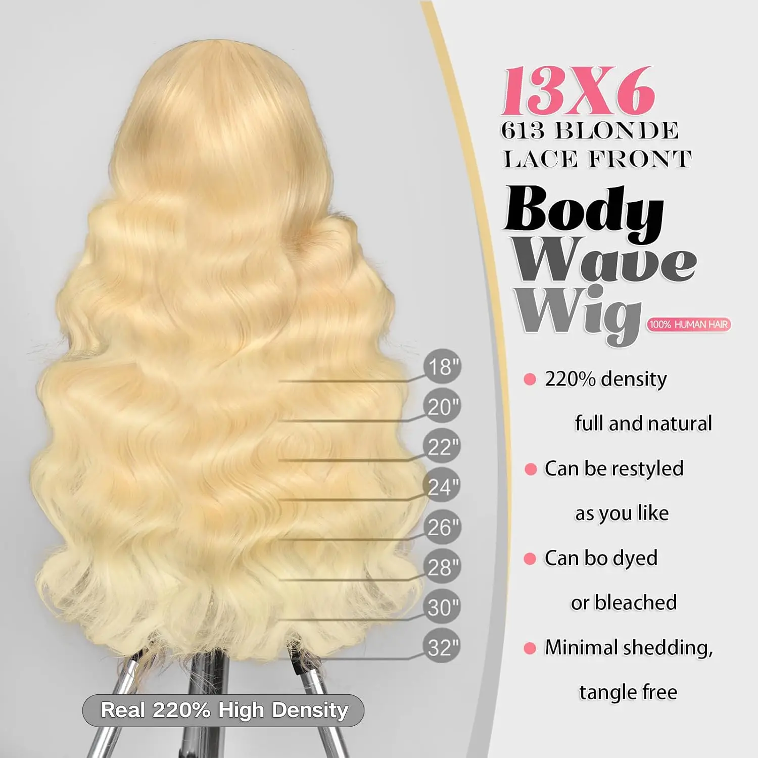 32 Inch 220% Density Wig Human Hair 613 HD Transparent Lace Frontal Wig 13x6 Body Wave Pre Plucked For Women Brazilian Remy Hair - Image 3