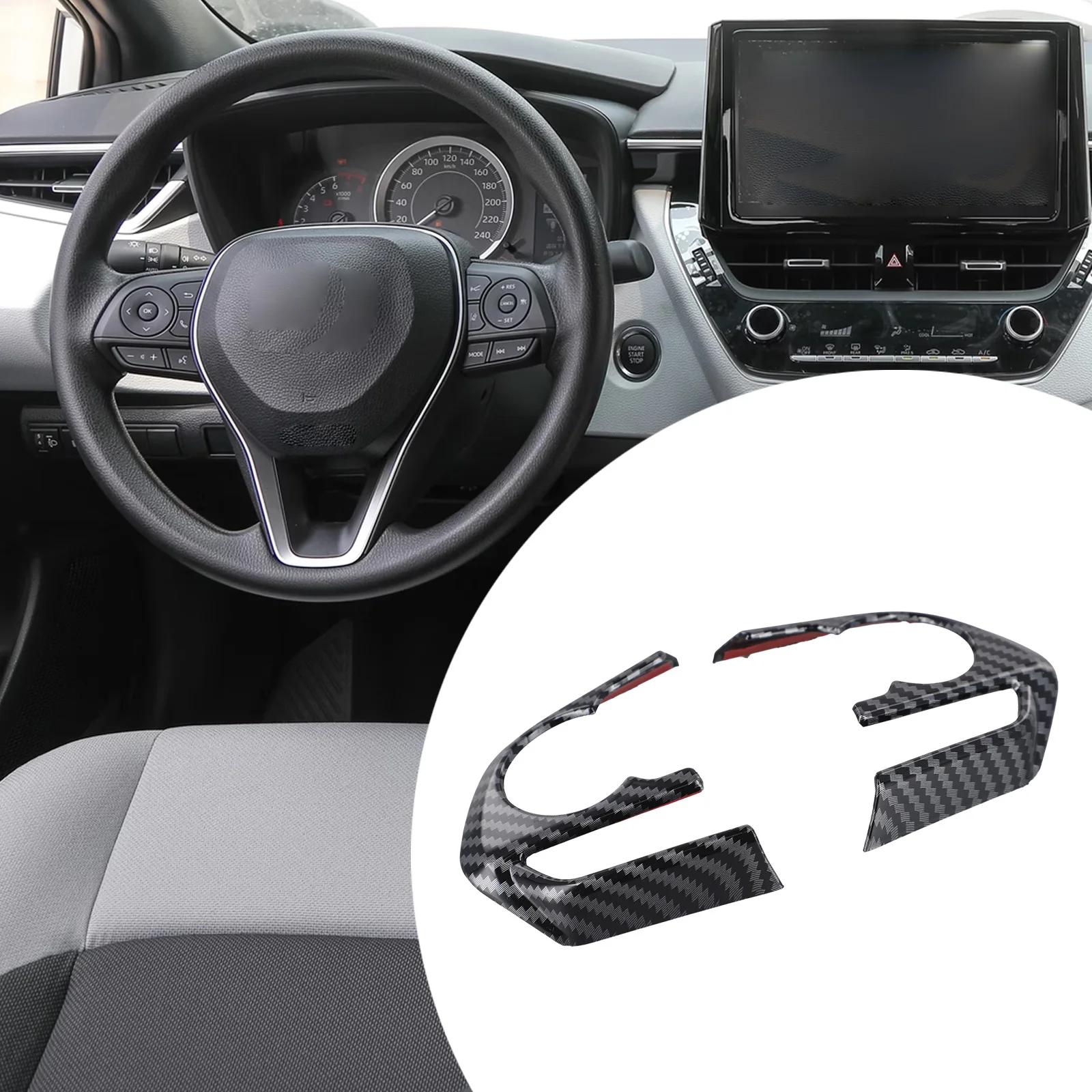 2pcs Car Steering Wheel Button Panel Cover Trim Sticker For Toyota For RAV4 19-23 Steering Wheel Button Panel Cover Trim Sticker