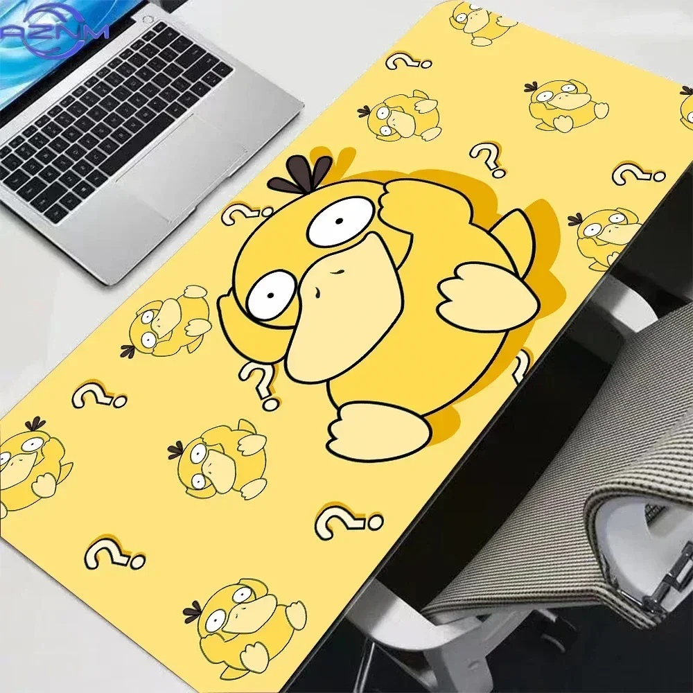 Psyduck Rainbow Spray Black Background Anime Mouse Pad, Rubber Non-Slip Desk Mat, Funny Cute Pokemon Gaming Mouse Pad for Deskto