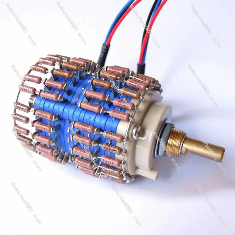 Copper Shaft 24-speed Dual-channel DALE All-brown L-type Volume Potentiometer. Attenuation: -65db~0db