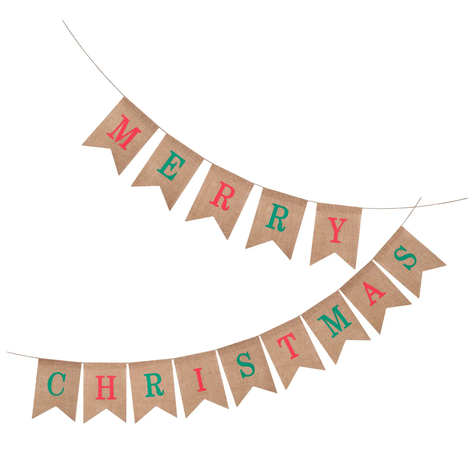 

Merry Christmas Burlap Banner Rustic Adjustable Bunting Garland for Fireplace Mantle Holiday Party Decoration Indoor Outdoor
