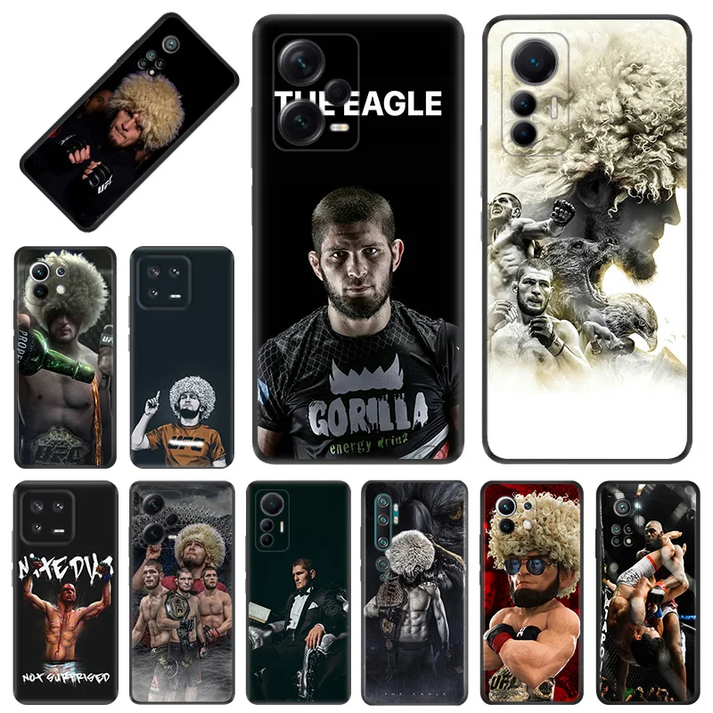 Phone Case for Xiaomi 13 12 Lite 12x 12t Redmi Note13 Note12 13c 12c 12s kHabib Nurmagomedov Soft Black Anti-Drop Cover