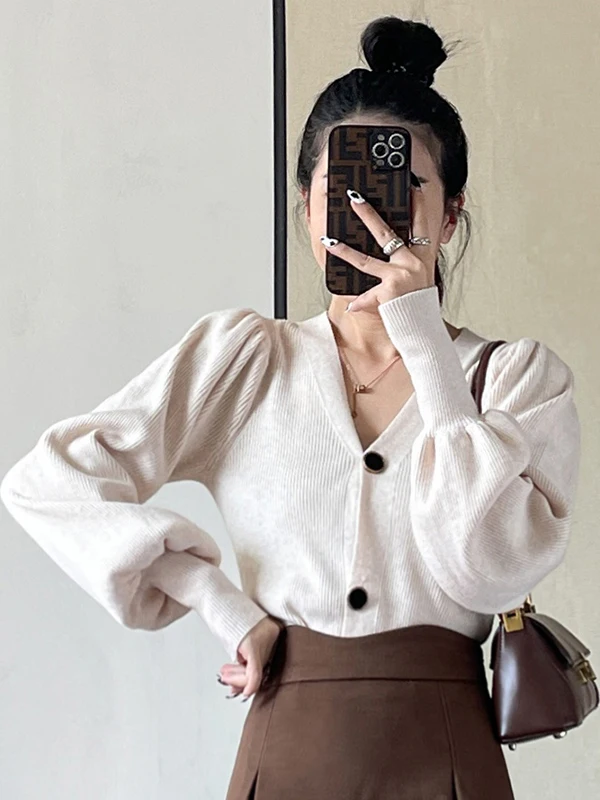 

Женский вязаный кардиган с V-образным вырезом, длинный, свободный, верхняя одежда, базовый слой, трикотаж, топ, пальто, корейский стиль, осень...