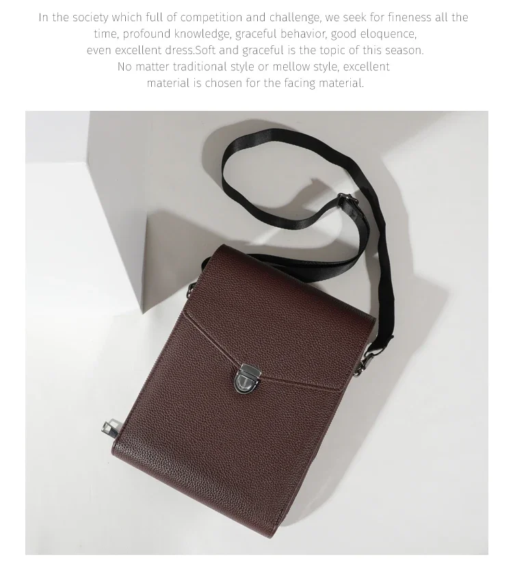 Doppellagige Umhängetasche, neutrale Business-Geldtasche, Umhängetasche aus PU-Leder – Detail 3