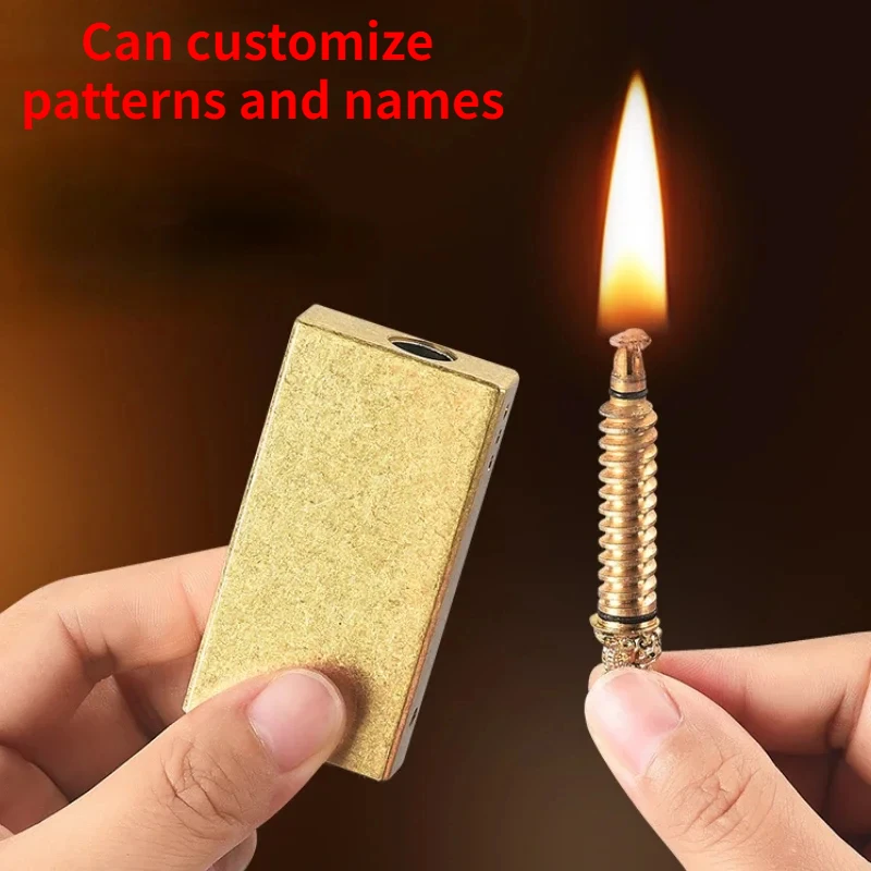 2024 New Fun Mechanical Pull Out Torch 10,000 Match Lighter Outdoor Portable Vintage Kerosene Lighter Men\'s Smoking Tools