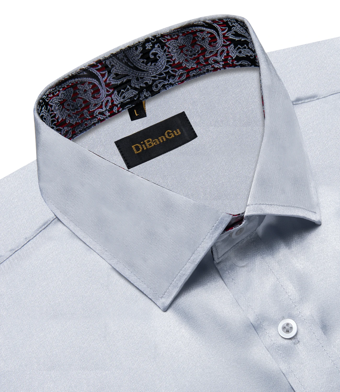 Luxury Stretch Satin Silver Solid Shirts for Men Long Sleeve Top White Blue Red Wedding Party Dress Shirt Blouse Men Clothing