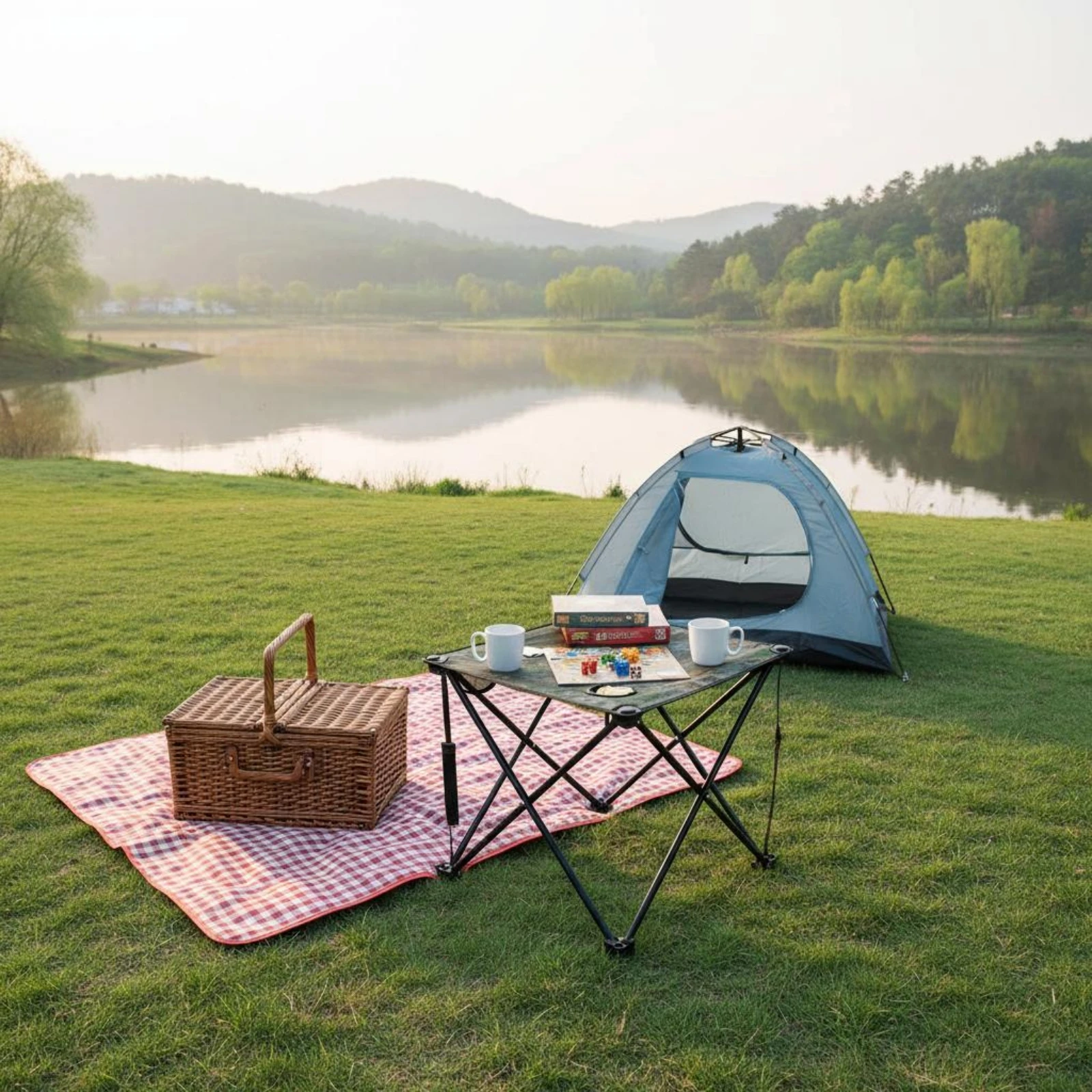 5 Pieces Camping Furniture Set Lightweight Portable Camping Chair Table Combo