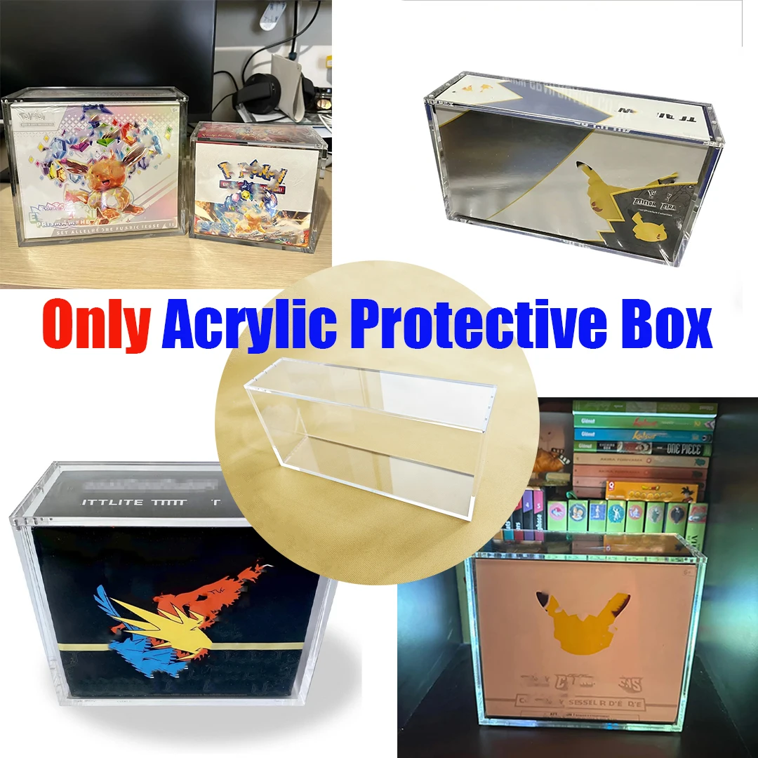 Scatola di visualizzazione in acrilico per vetrina antipolvere Poke per UPC ETB Booster Protezione scatola di protezione Custodia in plastica acrilica trasparente
