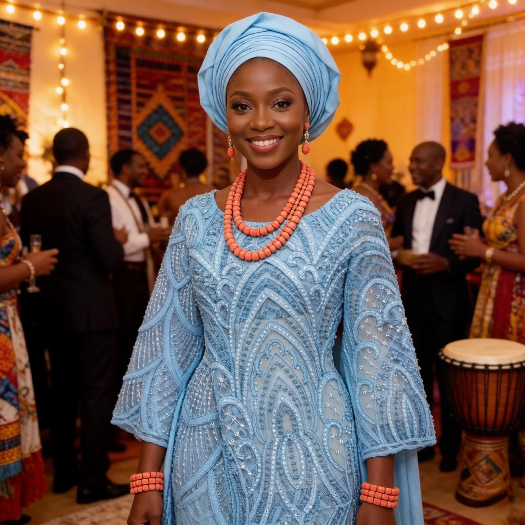 

Sky Blue African Mesh Lace Fabric with Sequins 2026 New Luxury Embroidered French Tulle Lace For Wedding Party Dress Sewing