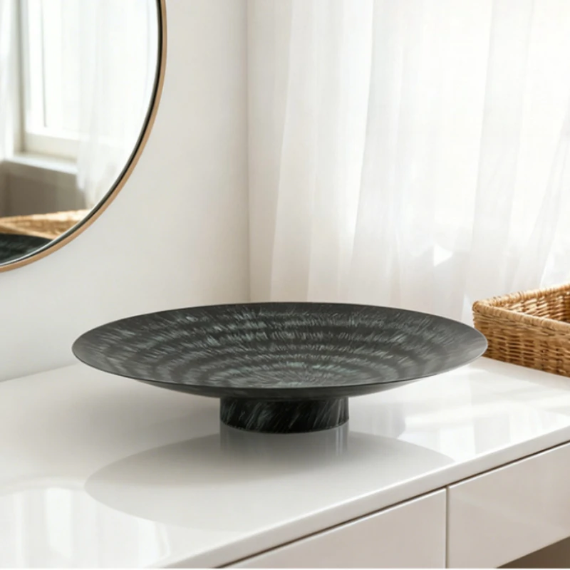 Zen-style Round Trays Metal Fruit Plate Restaurants Sophisticated Trays Niche Artistic Touch Durable Home Decor Plateaux ZY40TP