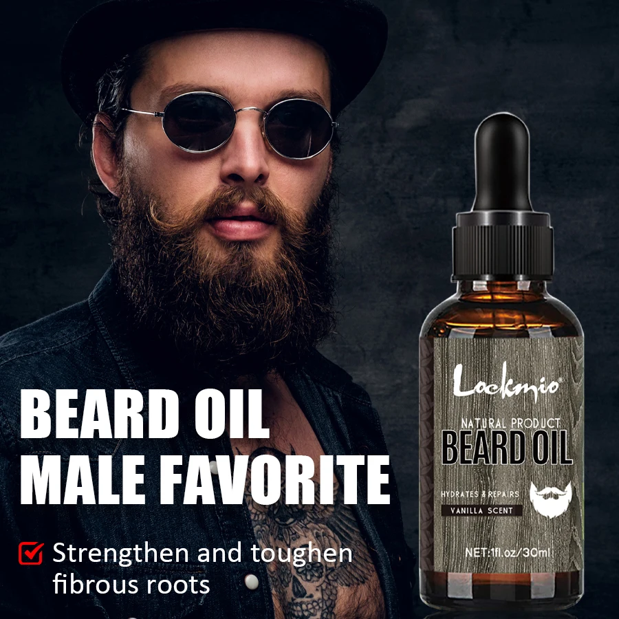 LOCKMIO Vanilla Scent Beard Oil for Men Beards Care Product Prevent Dry and Itchy Skin Under Beards Moisturize Beard Conditioner