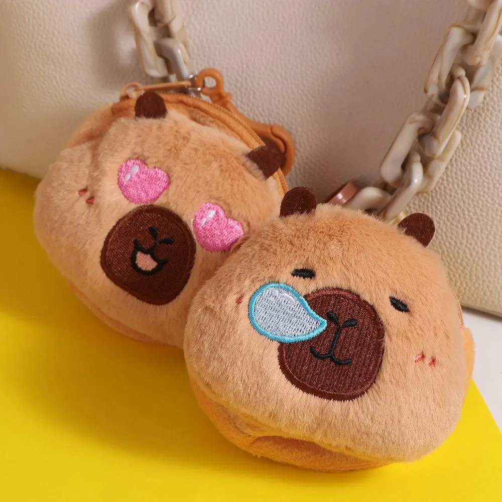 Zipper Capybara Coin Purse Wallet Bag Pendant Coin Pouch Capybara Plush Purse Bag Protective Case Money Bag