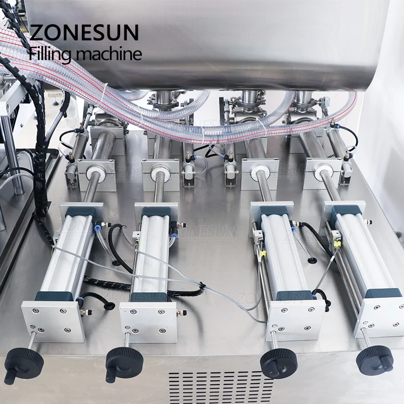 ZONESUN-máquina de llenado de pistón de botella de crema, pegamento de miel, pasta líquida viscosa automática de escritorio, 4 boquillas, para ZS-DTGT4T de producción