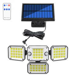 Motion Sensor Solar Light Outdoor Solar Powered Flood Light with 2 Sensors 296 LED Light 3 Mode IP65 Waterproof Solar Wall Lamp