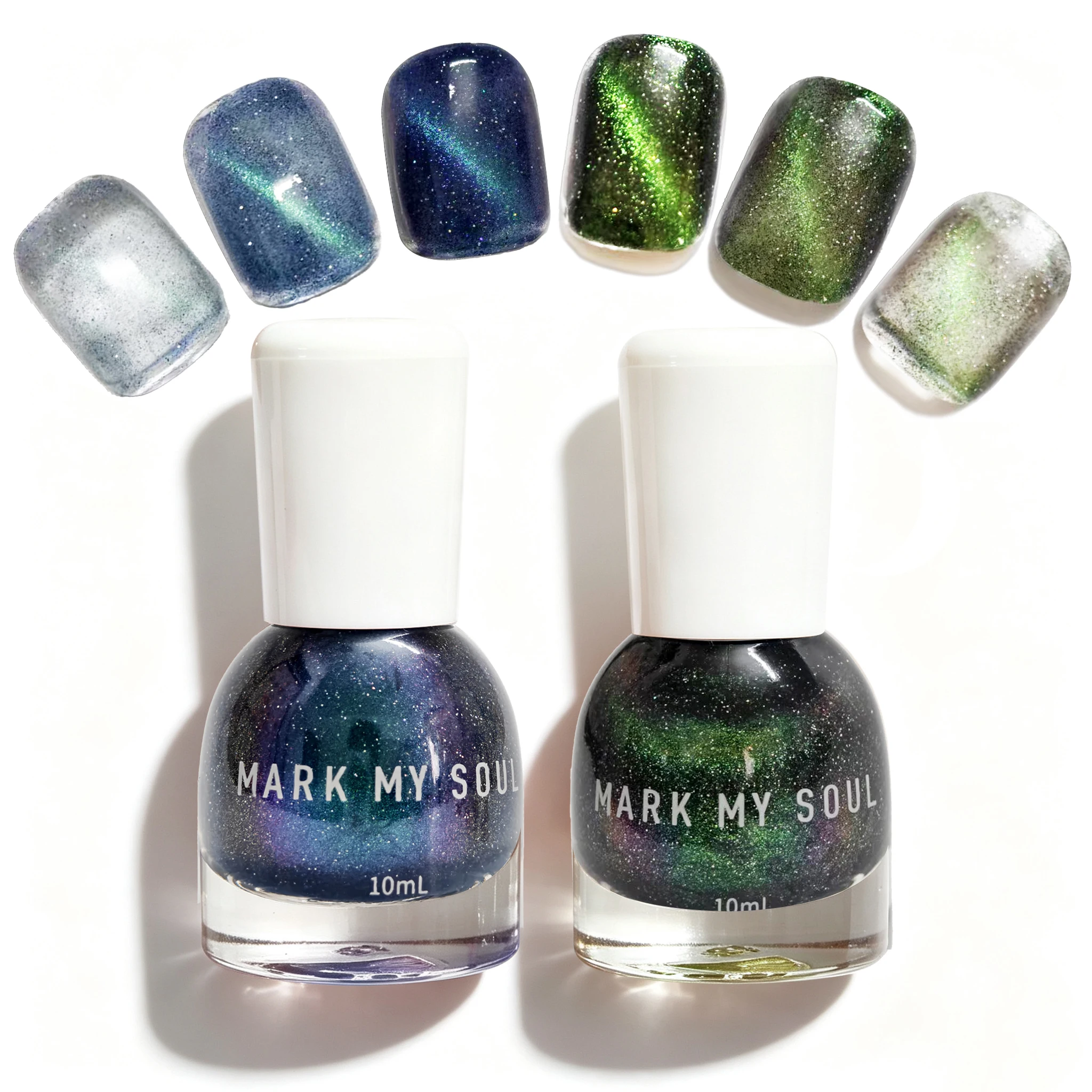 2Pcs Total 20ml MARK MY SOUL No UV Lamp Cat Eye Nail PolishQuick Dry Supplies