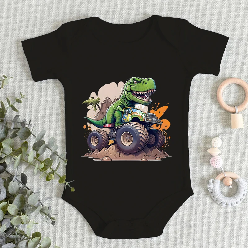 Dinosaur Monster Trucks Pattern Baby Boy Girl Bodysuits 100% Cotton 2024 Newborn Romper Fashion Creative Trend Infant Jumpsuits