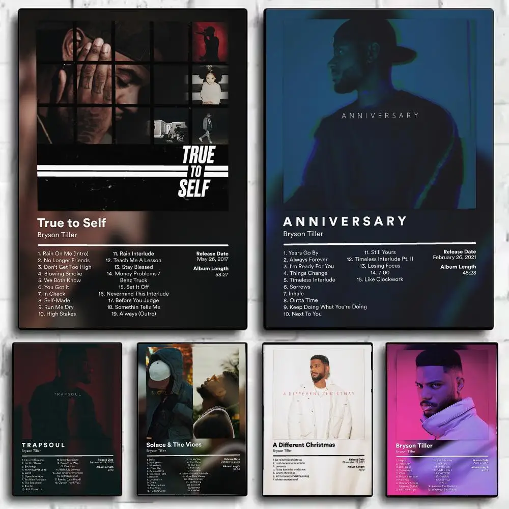Raper B-Bryson T-Tiller Album Poster HD Poster Wall Art Print for Bedroom Living Room Office Bar Modern Aesthetic Home Decor