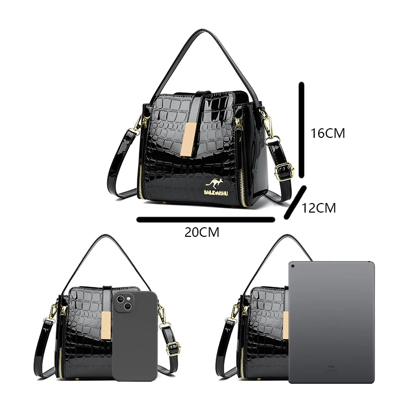 Fashion New Women Handbags High Quality Crocodile Pattern Leather Tote Bags Luxury Designer Brand Ladies Shoulder Crossbody Bags