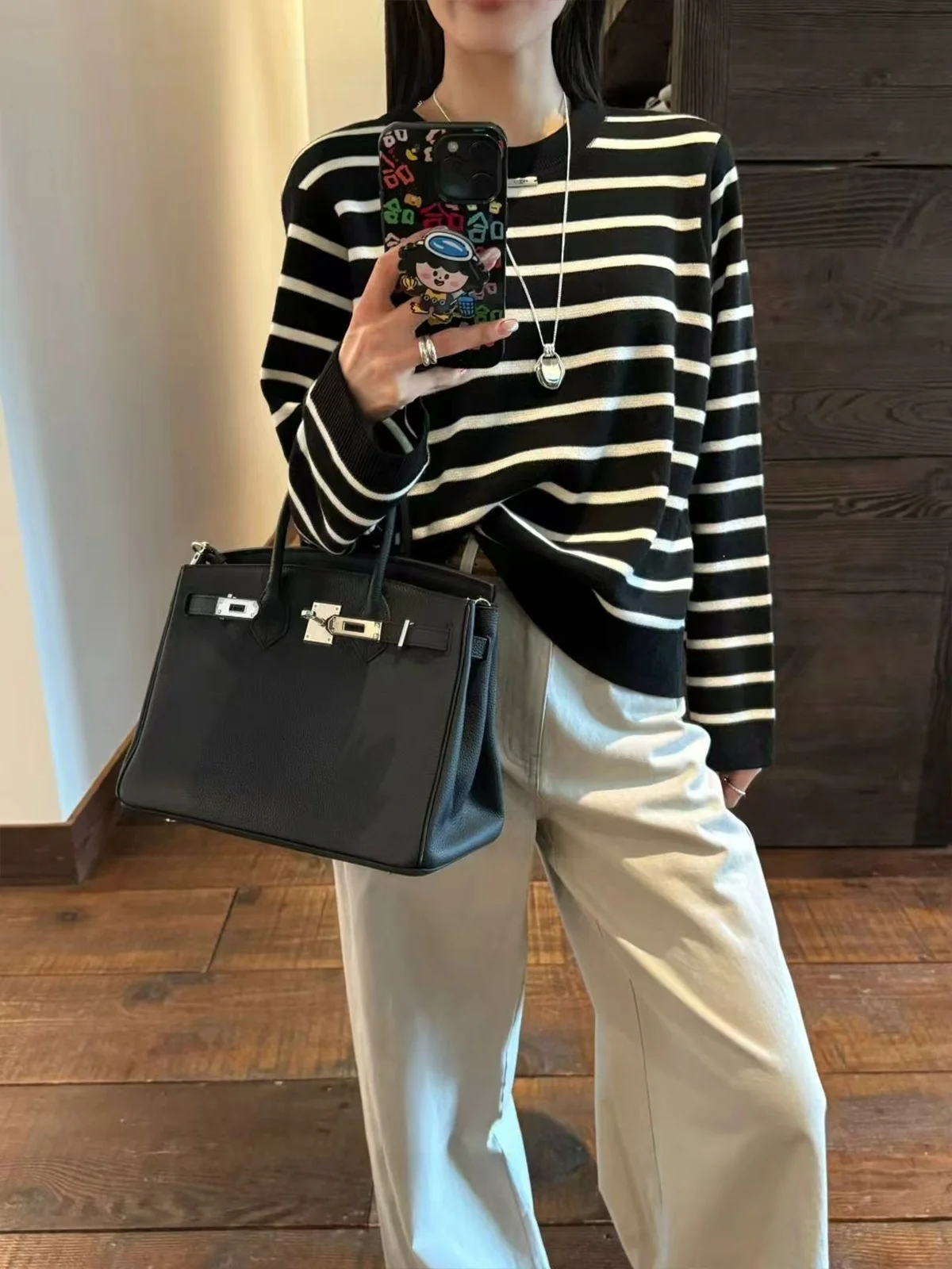 

SOHEE Spring 2026 Casual Stripe round Ne Long Sve Women's Sweater New Arrival Versatile Commute Top Comfortable Breathable