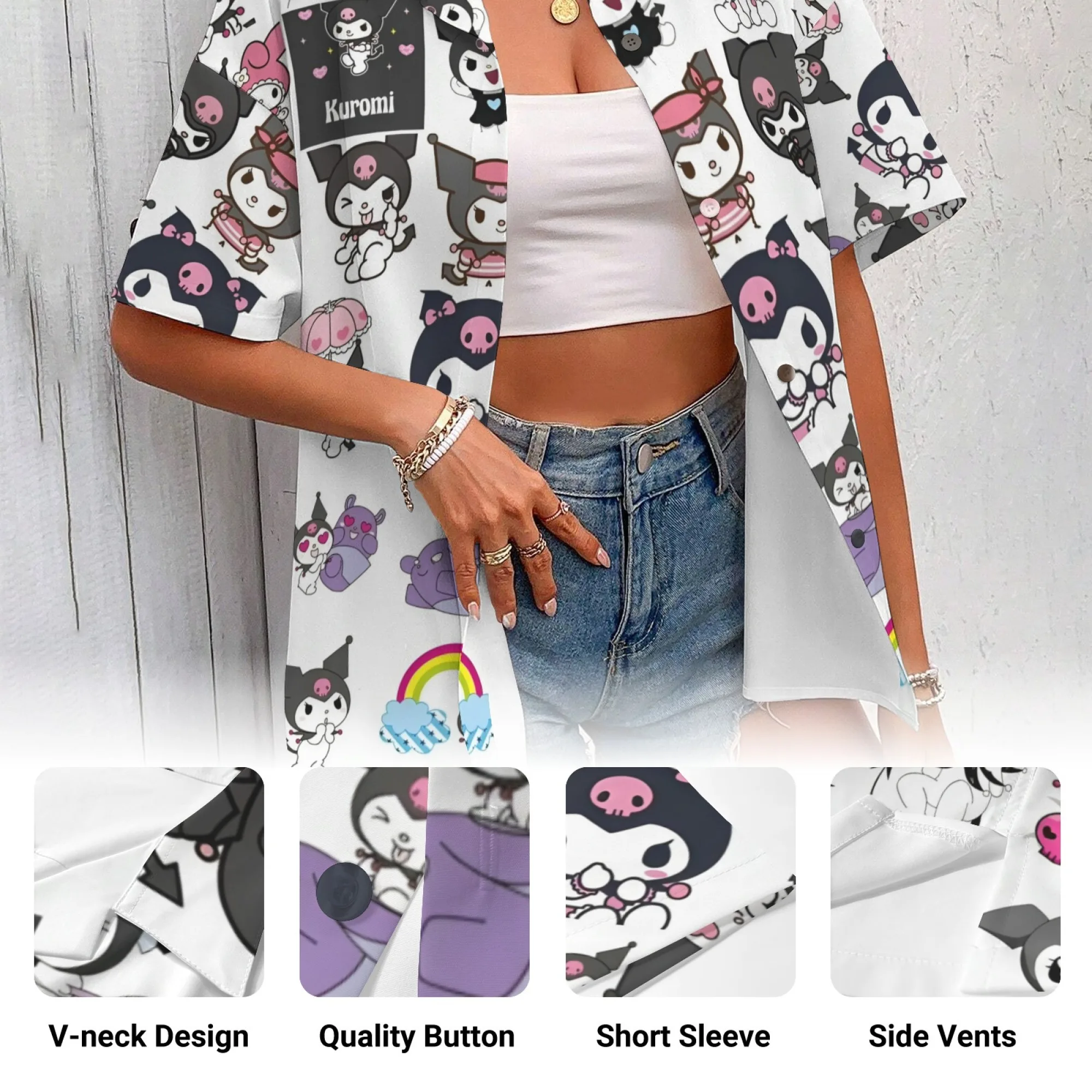 Kuromi Shirt Dress T-shirts for Women Korean Reviews Many Clothes Kuromi Shirt Plus Size Woman Clothing Oversized T-shirt Y2k N