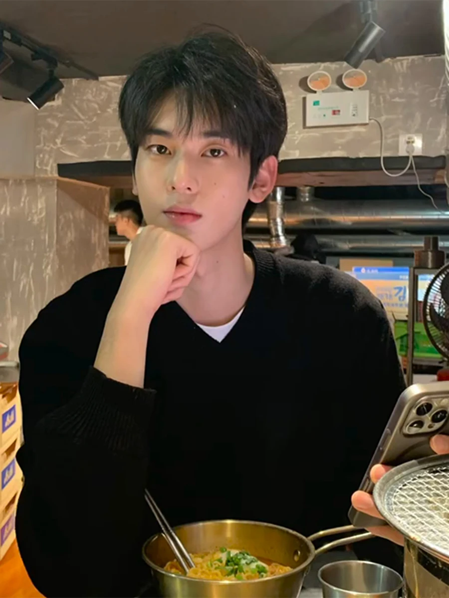 

Мужской вязаный свитер Bla V-Ne с V-образным вырезом, зимний, премиум-класса, с маленьким воротником, для ношения под одеждой, Cleanfit, удобный, из полиэфирного волокна