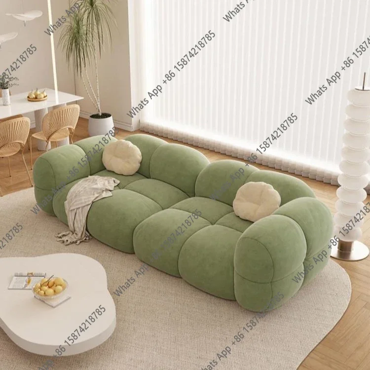 

J Nordic Minimalist Cream Wabi Wind Green Jelly Sofa Small Apartment Straight Row Apartment Bed And Breakfast Living Room Sofa