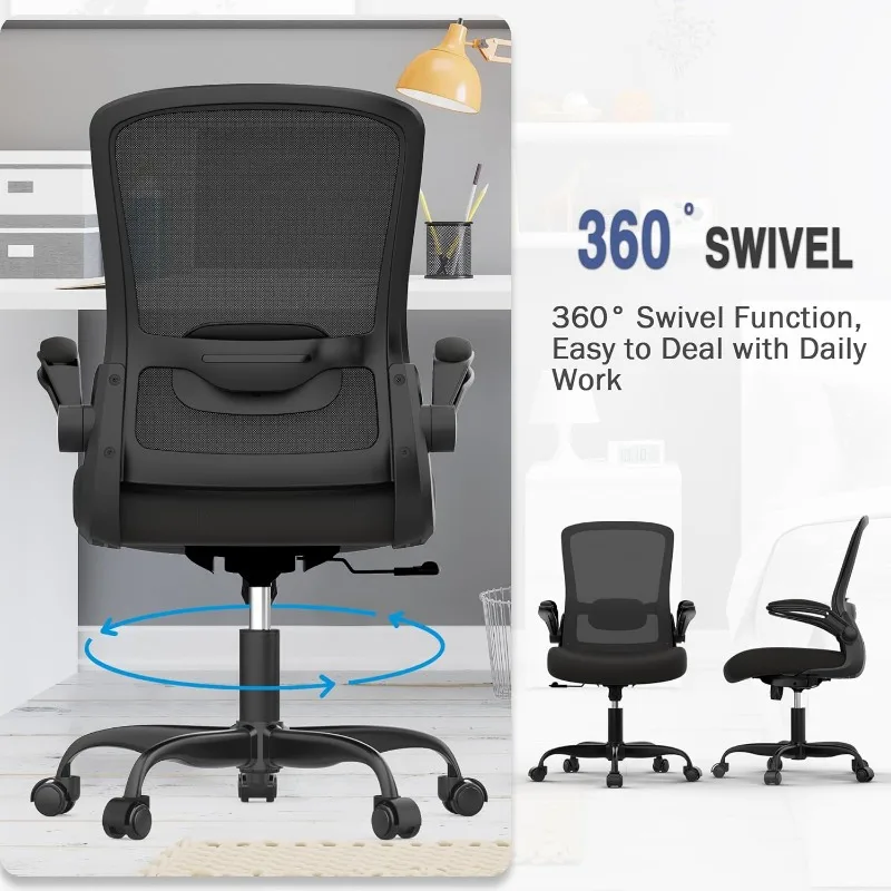 Office Chair, Comfy Desk Chair with Adjustable Lumbar Support, High Back Mesh Ergonomic Computer