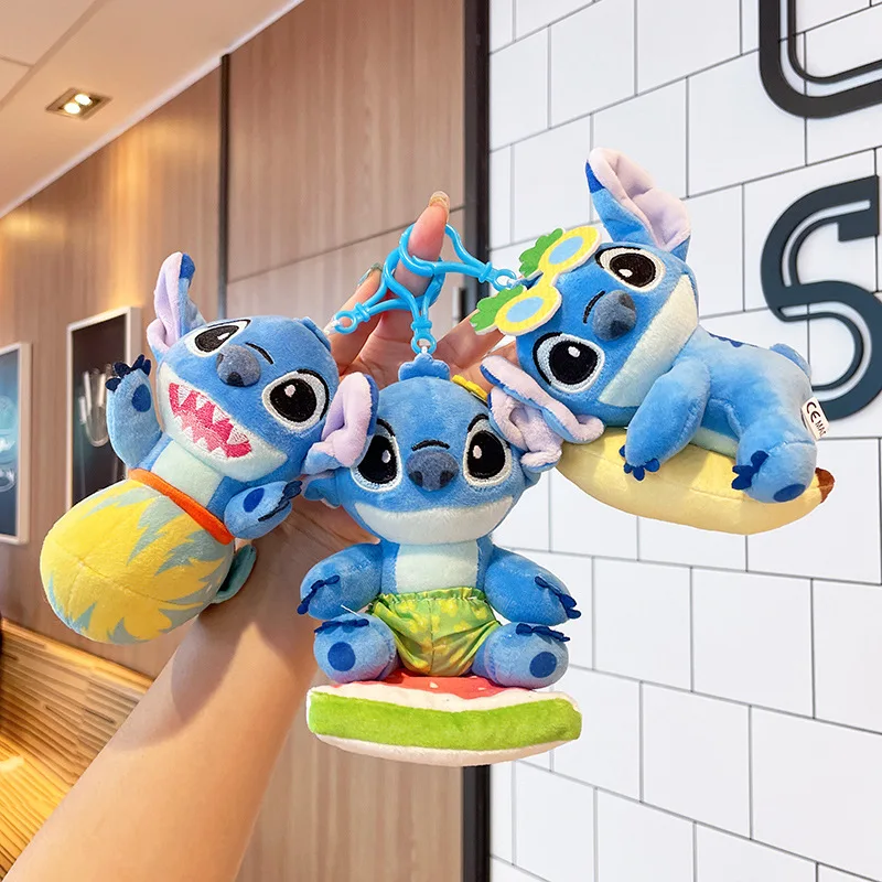 Random Style Stitch Plush Keychain Disney Accessories Plushie Lilo Stitch Backpack Pendant Kawaii Christmas Gift Girl Keyring