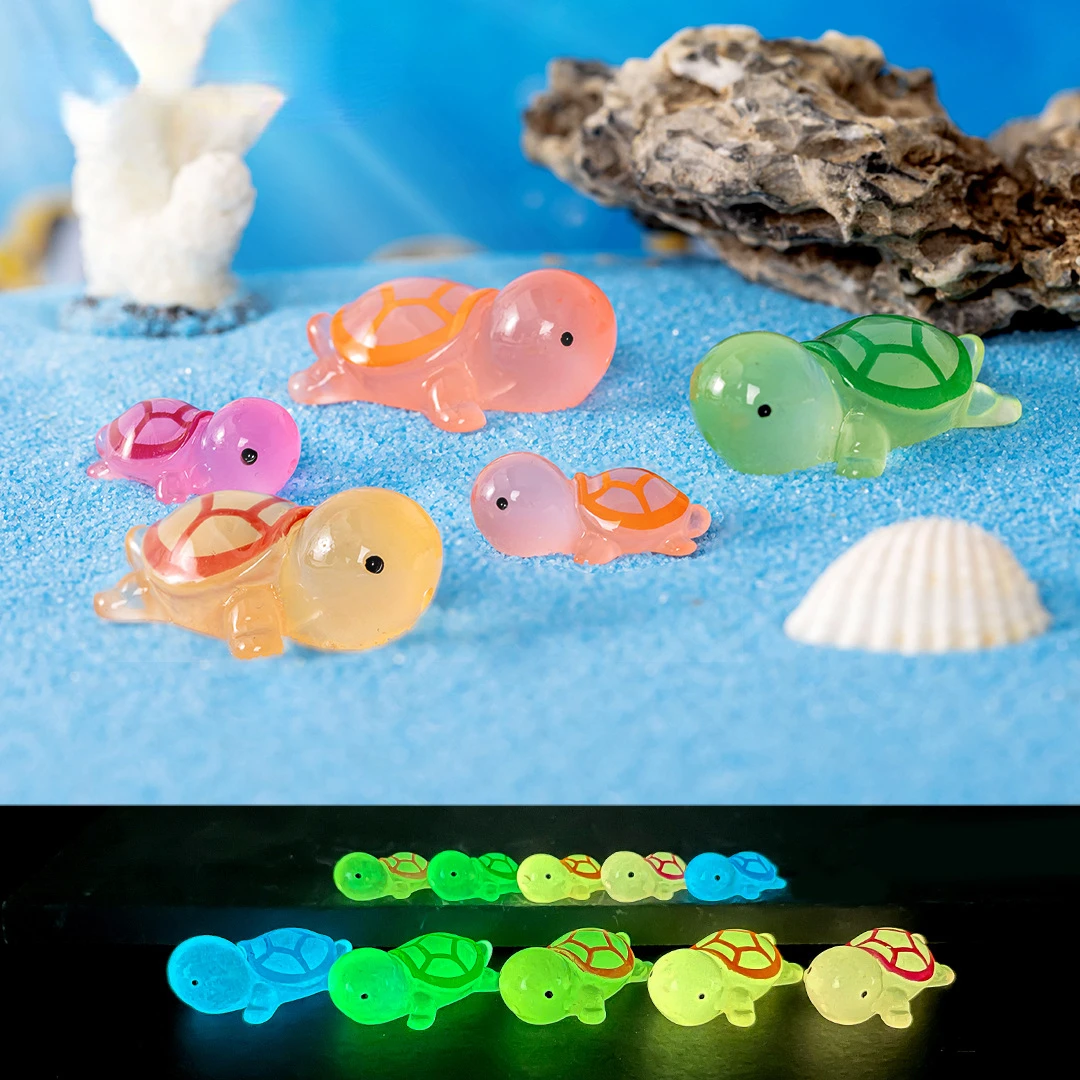 10/20/50Pcs Mini Turtles Luminous Ornament Miniature Figures Tiny Turtles Micro Fairy Garden Landscape Fairy Garden Home Decor