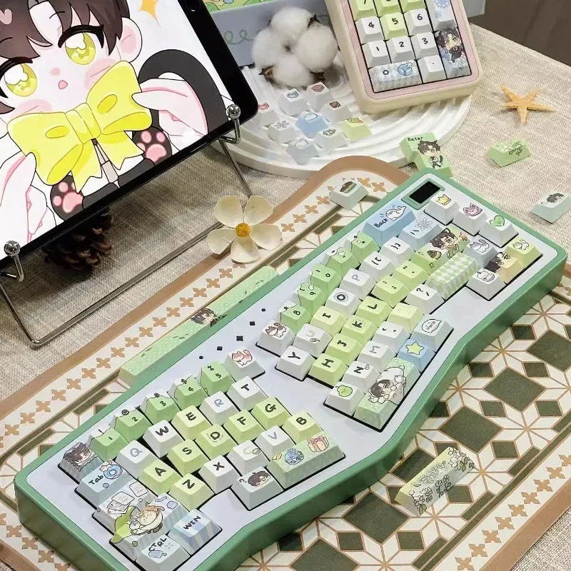 Love and Deepspace Theme Keycaps Custom PBT Cherry/MOA Profile Keycaps Cute Xavier Zayne Anime Cartoon Point Key Cap for Gamers