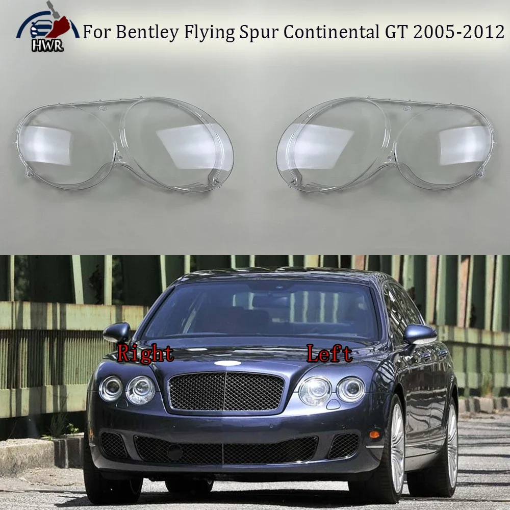 

For Bentley Flying Spur Continental GT 2005-2012 Front Headlight Cover Transparent Lampshade Lamp Shell Masks Plexiglass