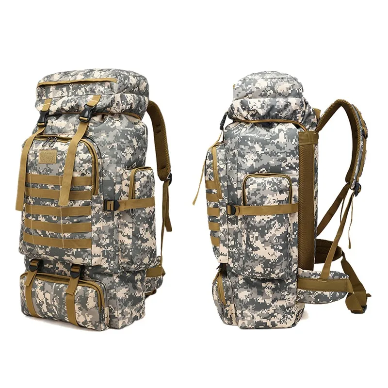 80L Waterproof Camouflage Tactical Backpack Large Capacity Men\'s Army Backpacks Camping Backpack Outdoor Mountaineering Bag