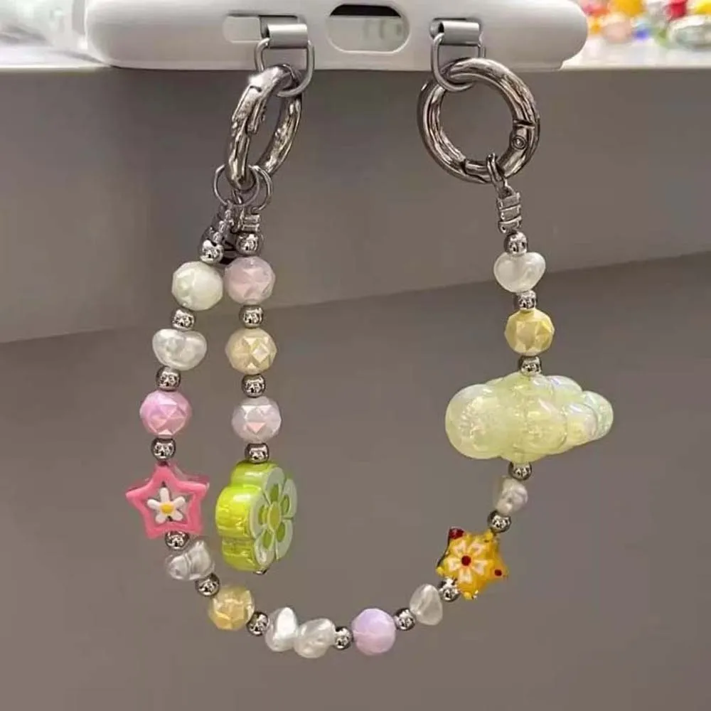 

Funny Y2K Beaded Phone Chain Resin Flower Colorful Bag Charm Cartoon Handmade Fashion Accessories Car Key