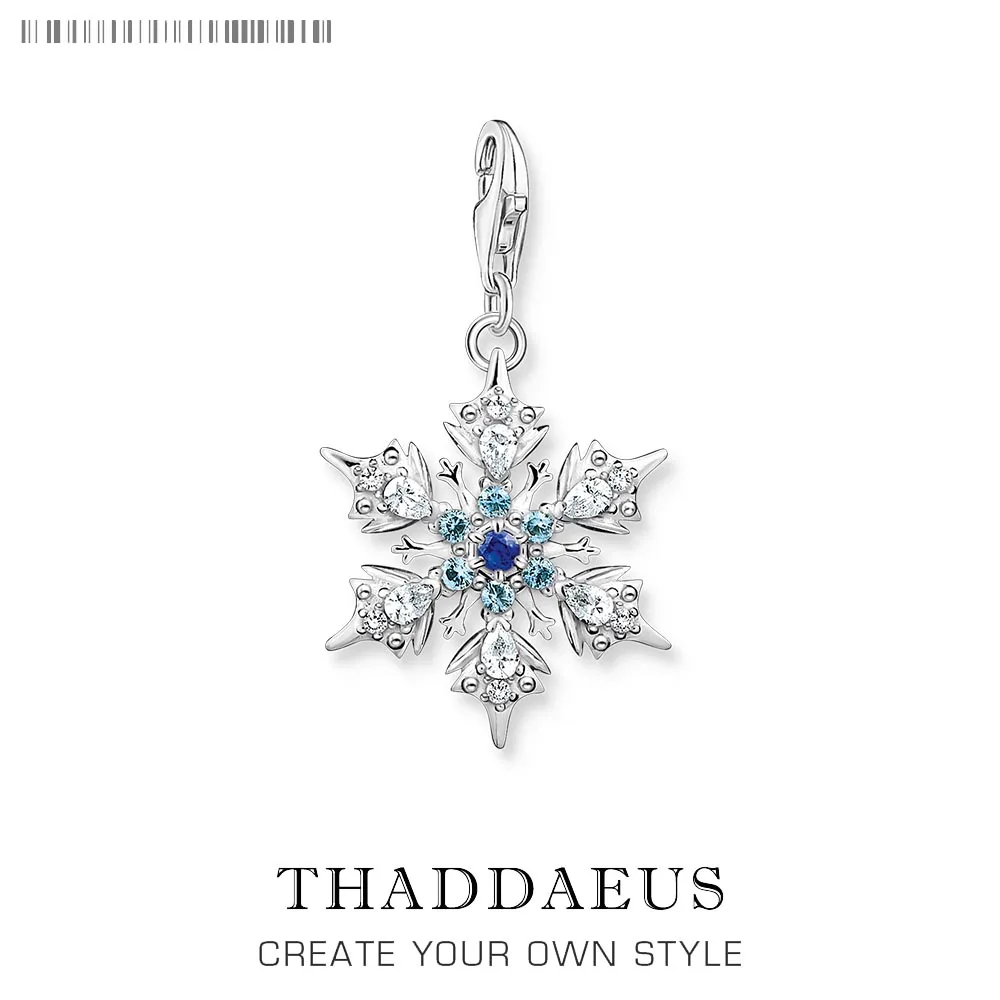 

Blue Stone Snowflake Pendant Dangle Charm For Women Fine Jewelry Romantic Gift Real 925 Sterling Silver