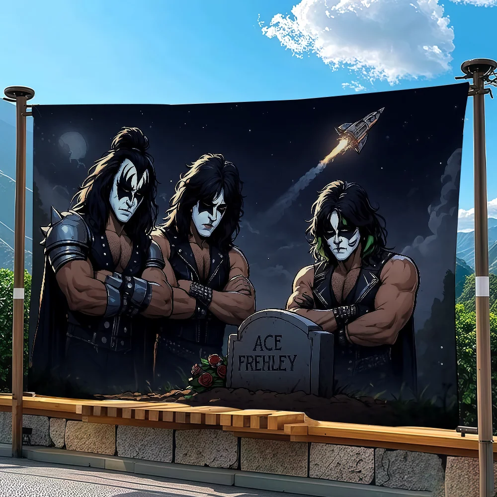 Band K-Kiss Flag Tapestry Outdoor Party Bedroom Living Room Dormitory Decorative Themed Wall Hanging Banner Gift