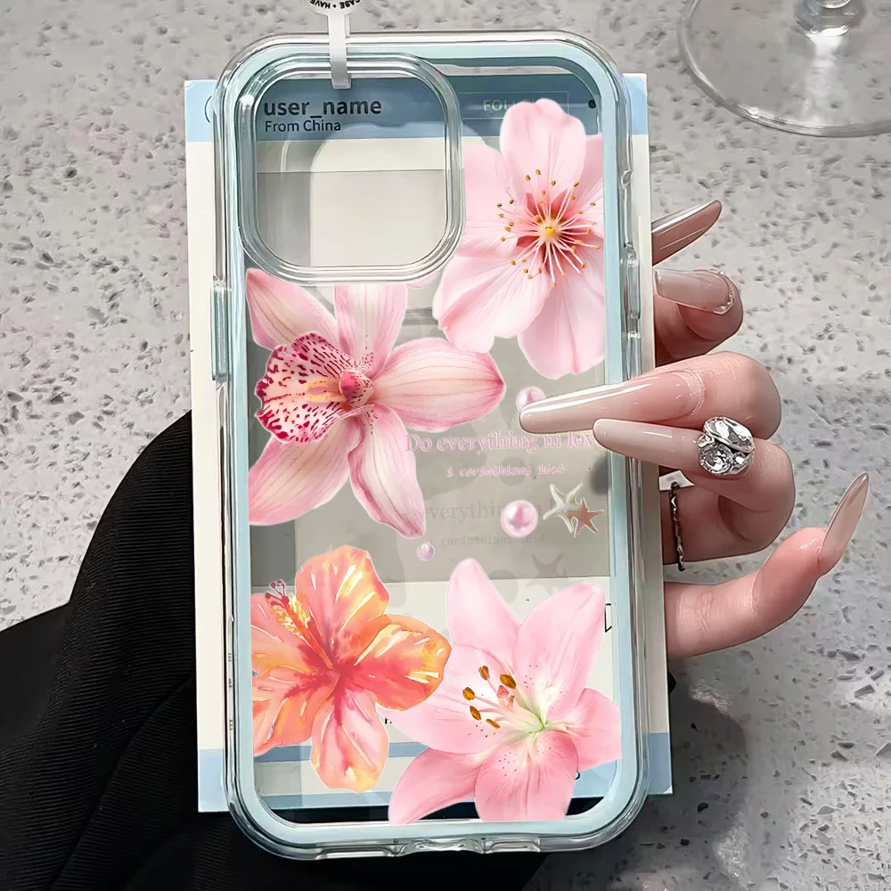Blumen-Bibel Transparente Handyhülle für iPhone 17 13 16 15 11 12 14 Pro Max 17 Air XR X Hülle Silikon 2 IN 1 Stoßfeste Weiche TPU-Abdeckung – Detail 3