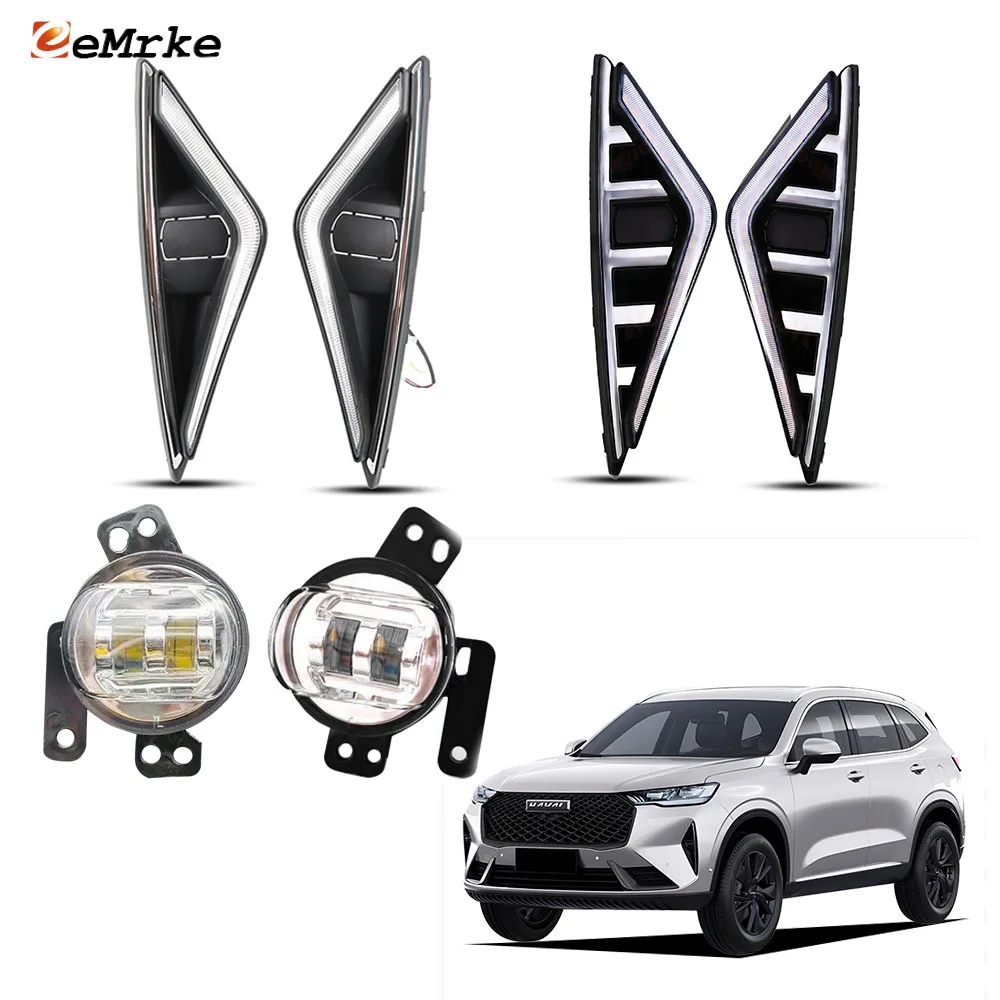 50W or 30W Led Fog Lights with Lens for GWM H6S GT Haval H6 3 B01 2021 2022 2023 Front Fog Lamp Frame Cover DRL White Yellow