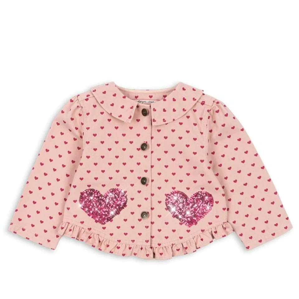 2025  Children Denim Clothes Set Toddler Girls Heart Print Jacket Jeans Kids Cute Overalls Dress Girl Dresses Outwear Pants