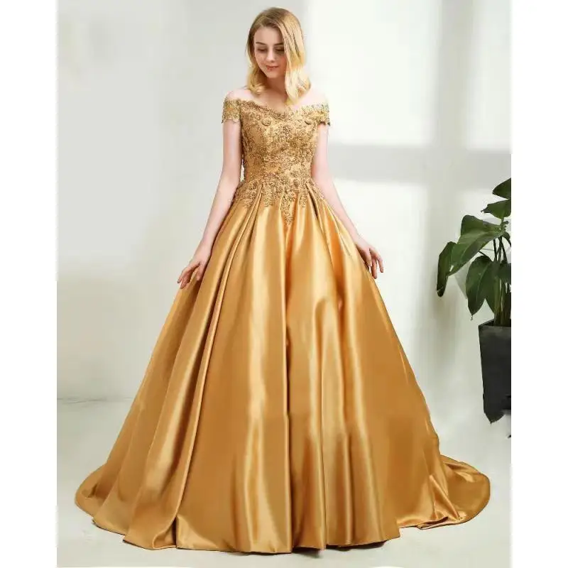 

Wish's New One Shoulder Raglan Sleeve Decal A-line Beaded Ball Dress Princess Dress Customized