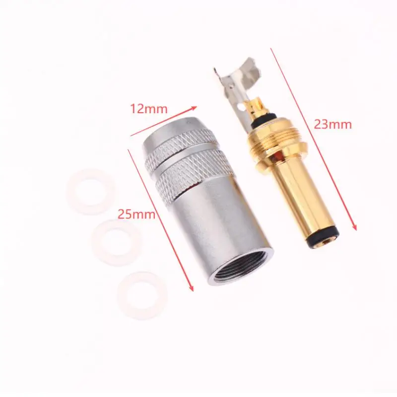 (YY) 1 قطعة/2 قطعة 2025 جديد النحاس مطلي الذهب DC-2.1G/2.5G تيار مستمر قابس طاقة جاك لحام موصل لإخراج الطاقة الخطي