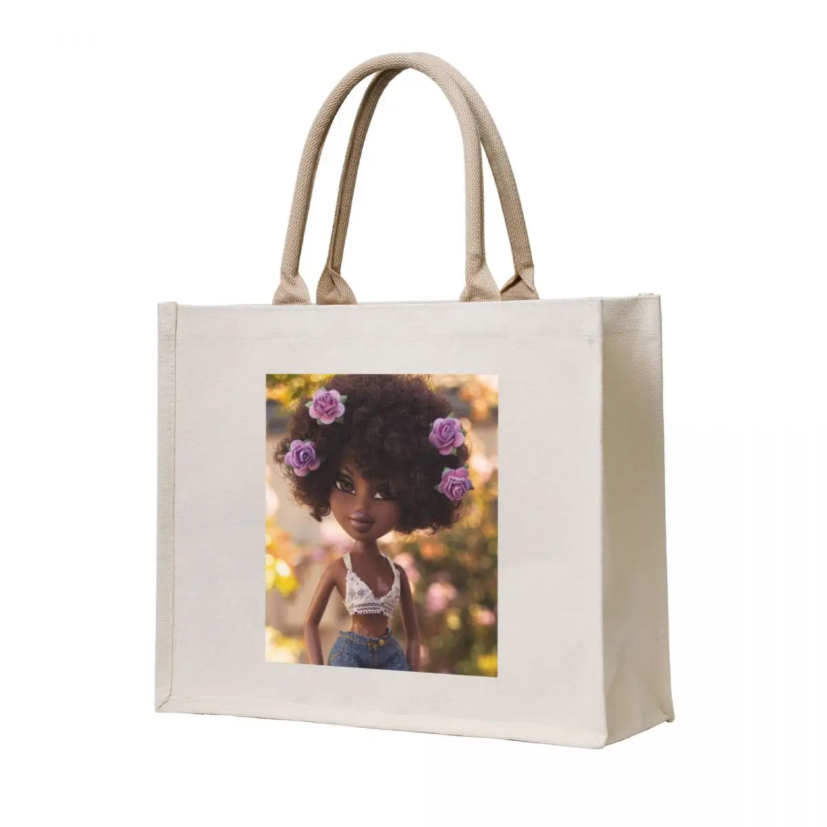 

Bratz Sasha floral Tote Bag shopping bags foldable Canvas bag for women custom canvas bag custom fabric