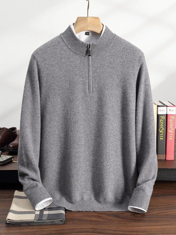 

TLOML новый мужской 100% кашемировый свитер на молнии пуловер с воротником-стойкой осень-зима мягкие элегантные повседневные стильные кашемировые топы высокого качества