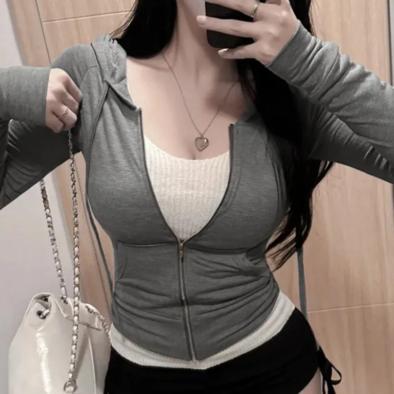 Koreanische Dünne Vielseitige Sexy Hot Girl Pure Desire Stil Mode Mit Kapuze Sweatshirt Für Frauen Schlank Hot Sexy Frauen 2025, Neue Tops ZRZ8