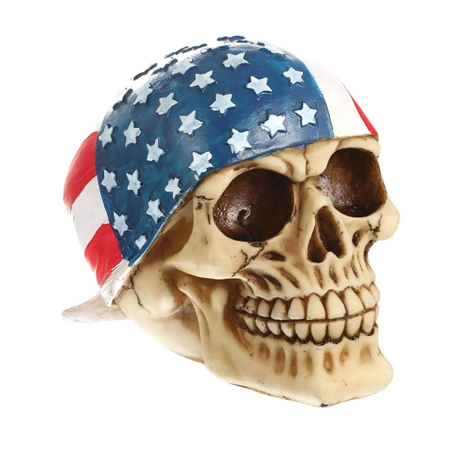 Gothic Resin Skull Figurine Halloween Skeleton Head Statue Handcrafted Carving Model for Desktop Shelf Decoration Art Collection