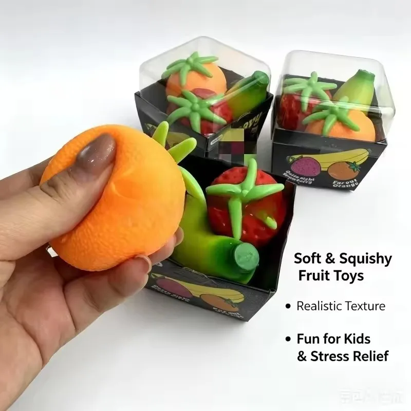Groovy Fruit Squishy Toy TPR Banana Orange Strawberry Slow Rising Anxiety Relief Relaxing Accessory for Adult