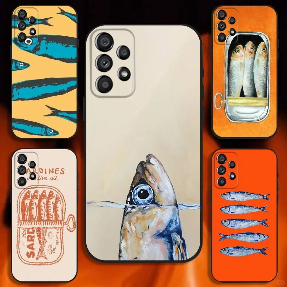 

Sardines Phone Case For Samsung Galaxy A20,A21s,A22,A31,A32,A52,A53,A72,73,A80 Soft Black Cover