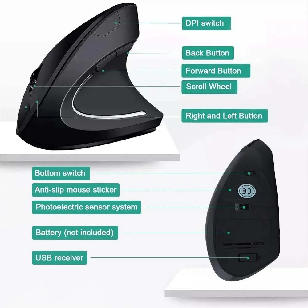 

High Sensitivity Precise Control Super Silent Mouse Ergonomic Wireless Mouse For Widely Devices & System 10M Connection Distance