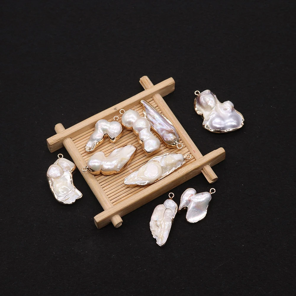 Natural Freshwater Pearl Pendants Cross-shaped 100% Pearls Irregular Charms for Jewelry Making DIY Necklace Earrings Accessories