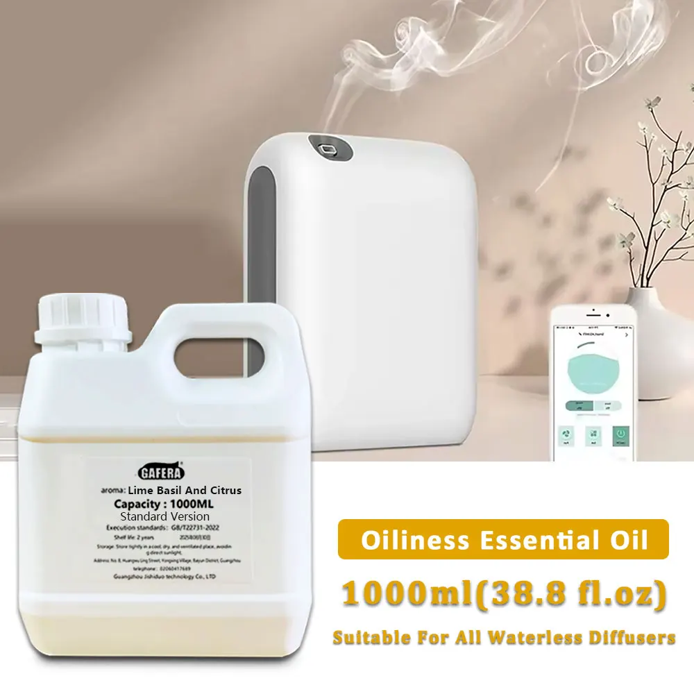 GAFERA 1000ml (33.8 fl.oz) Lime Basil And Citrus/Ritz-Carlton Essential Oils - Luxury Hotel Diffuser Replenish Aromatherapy Oil